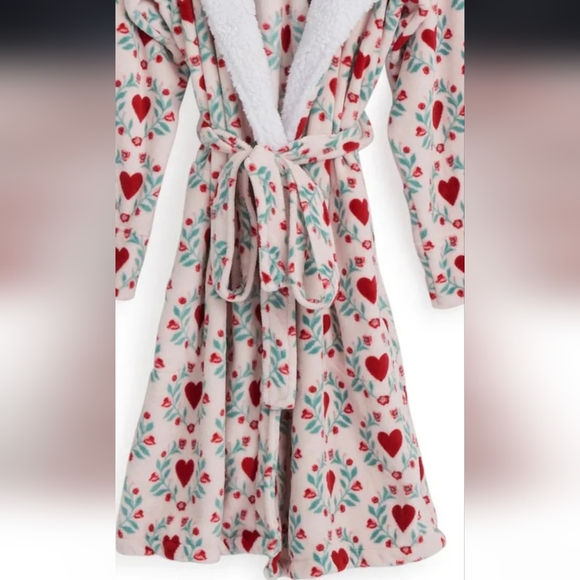 Vera Bradley Plush Cozy Life Hooded Robe Imperial Hearts Pink NWT Sz L-XL - Picture 5 of 13